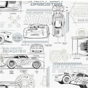 Disney Pixar Cars RoomMates RMK11804WP Schematic Peel Stick Wallpaper